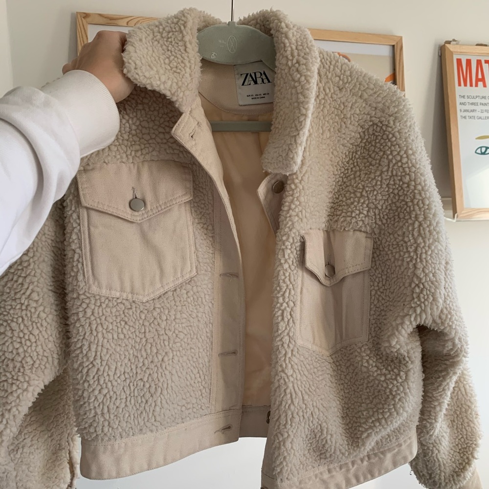 Zara Cropped Teddy Jacket